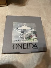 Oneida Tall Food Warmer w/Ovenware Glass Liner 2 Quart Silverplate 80110996A