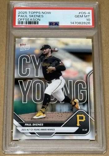 2025 TOPPS NOW OFFSEASON #OS-4 PAUL SKENES (CY YOUNG) PSA 10 GEM MINT