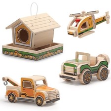 Sainsmart Jr. Woodworking Building Kit 4-In-1 Kids Stem Projects Set Diy Wood