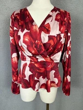 I.n.c. International Concepts Women's Small Printed Surplice-Neck Top Multi NWTs