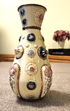 Vintage Pompeii  Pompeyi Majolica Pottery Vase Porcelain Ceramic Vase 9.5