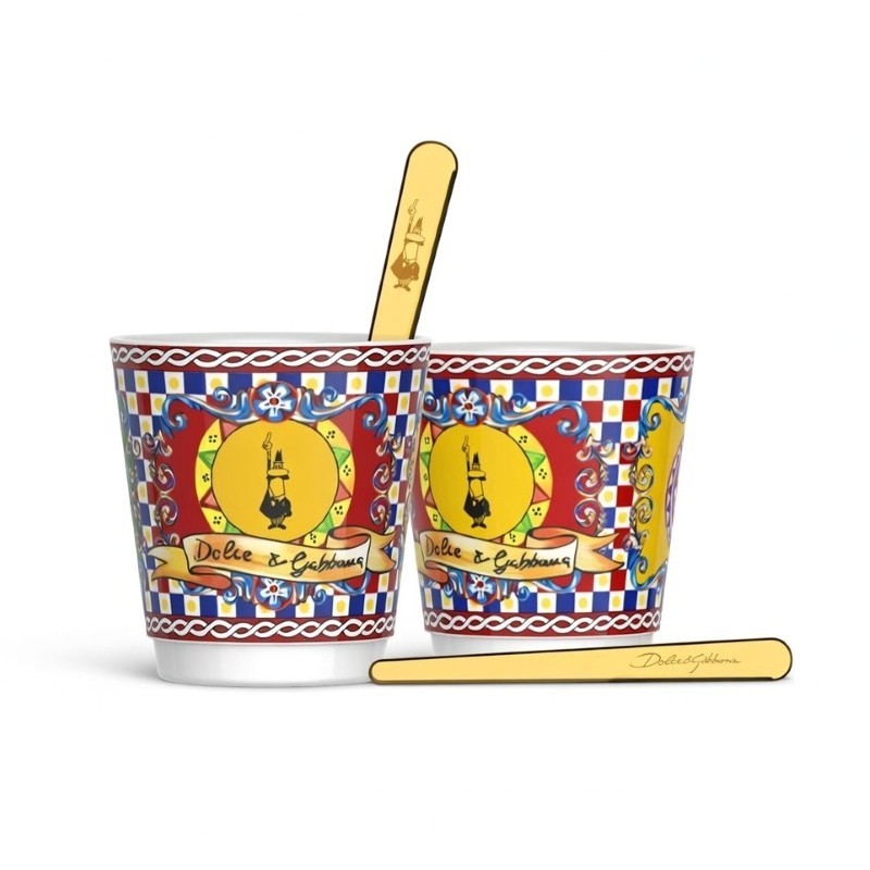 Bialetti Dolce & Gabbana Cups Set of 2 D&G Red Coffee Tazzine + 2