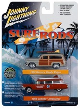 Johnny Lightning 1:64 1950 Mercury Woody Wagon e 1959 Cadillac 2 set auto SR B