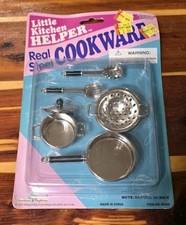 Vintage 1997 Peachtree Playthings Little Kitchen Helper Real Steel Cookware NIP