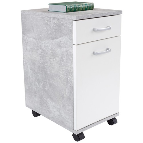 Rollcontainer - weiß - Beton-Optik - 33 cm breit - Bild 3 von 10