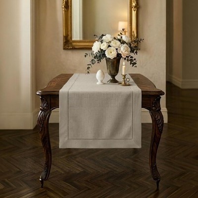 Signature Linen  by D'Moksha Natural Table Runner 36 Inches, 100% Pure Linen,...