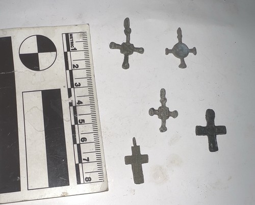 Byzantine medieval & early modern Christian bronze Cross Relics Courland Latvia