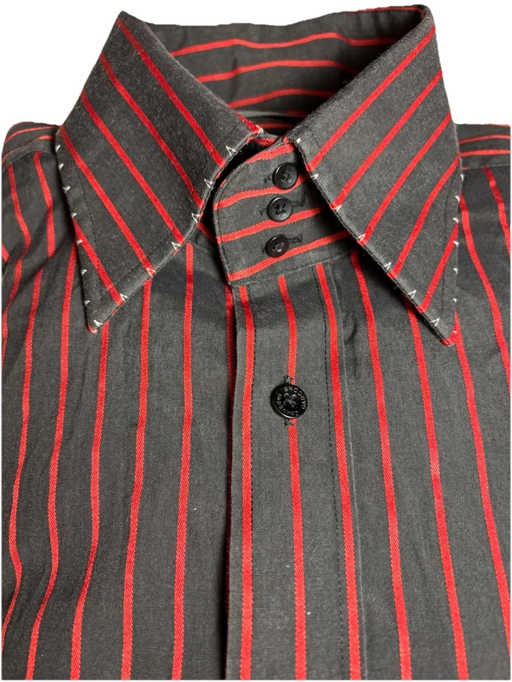 Vintage Comme Des Garcons Homme Plus Dress Shirt Sz 18 36-37 French Cuff Striped - Image 2 of 4