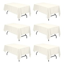 6 Pack Ivory Tablecloths Washable Rectangular 60 x 102 Inch Event Party New