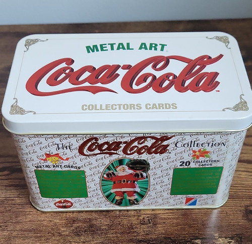 Coca-Cola Metal Art Collectors Cards Tin with 20 Cards, 1994 with Error Rare