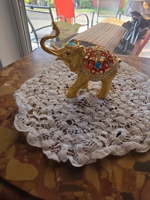 Vintage - Style Faberge-inspured Hinge Jeweled Elephant Trinket Box 3.25 To 3.75