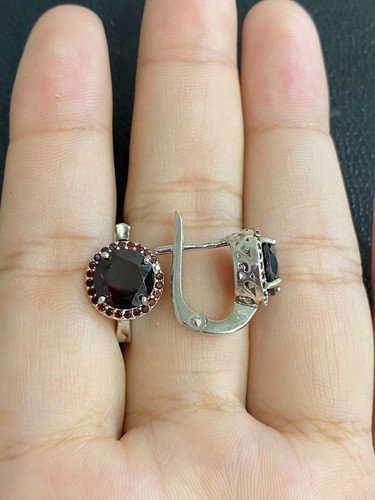 NATURAL GARNET 8 MM GARNET DIAMOND CUT STERLING SILVER 925 RING EARRING PENDENTS - 第 6/14 張圖片