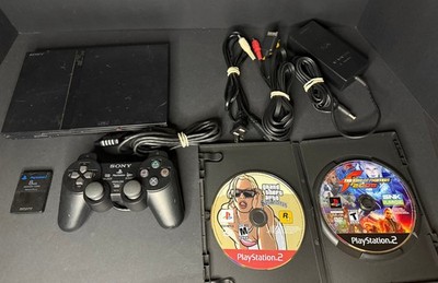 PS2 Slim SCPH-70007 JPN Console w Controller Memory Card + Cords + 2 Games READ