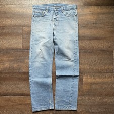 Vintage 1980  s Mens 35 Levis 501XX Button Fly 501 Button Light Wash Worn Jeans