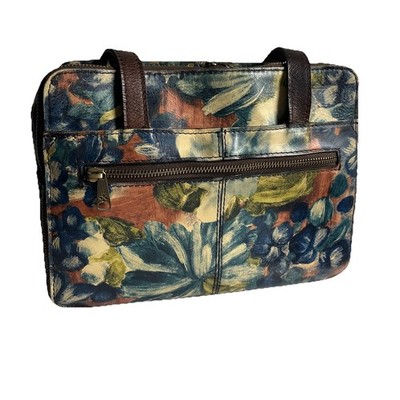 Patricia Nash Leather Dauphine Satchel Shoulder Bag Built In Wallet Soft Florals