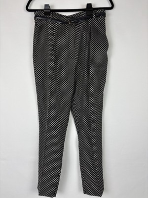 Max Mara Weekend Trousers Polka Dot Black Belt Uk8 Small