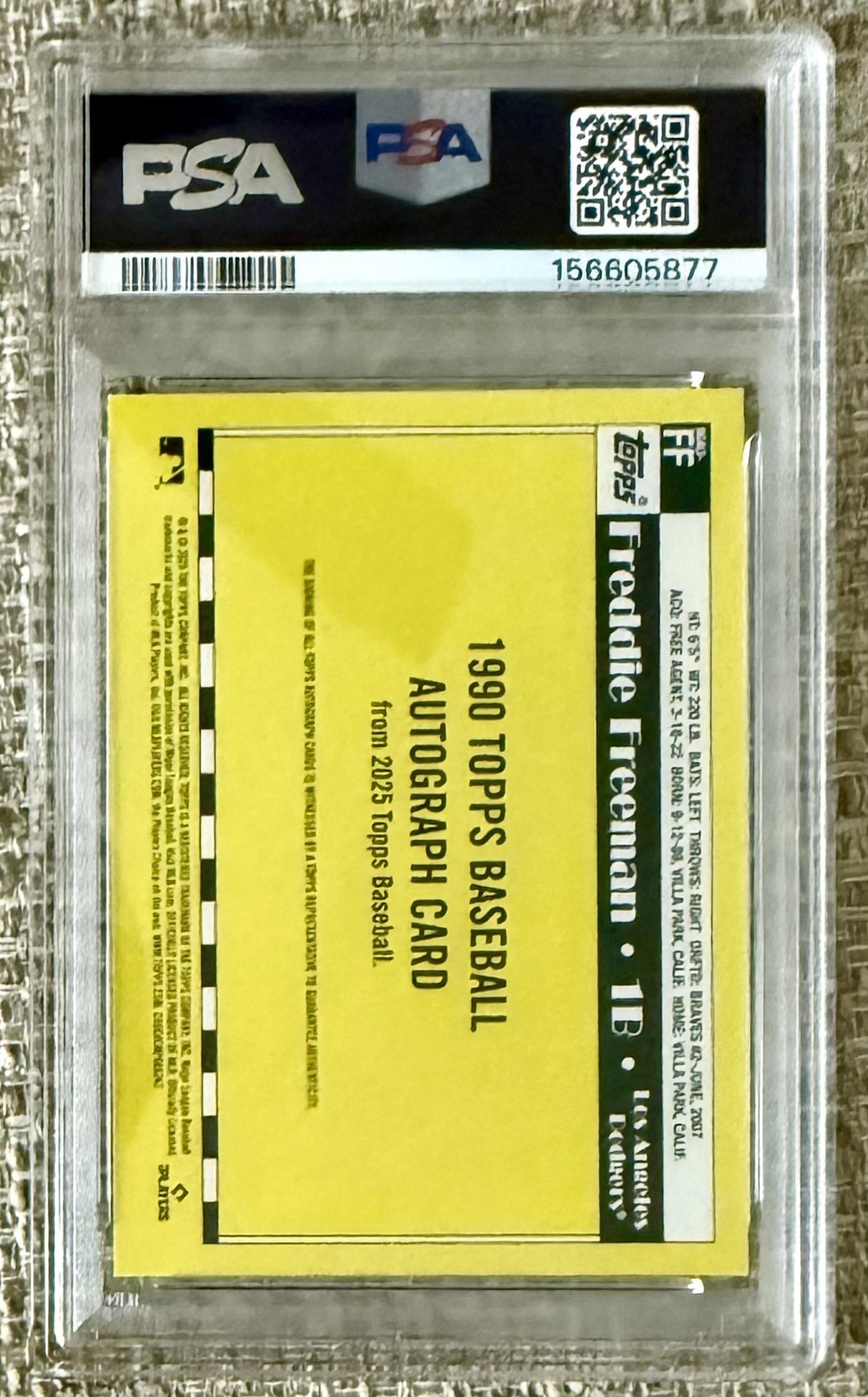 2025 Topps Update FREDDIE FREEMAN 1990 Autograph #FF PSA 9/10 view 2