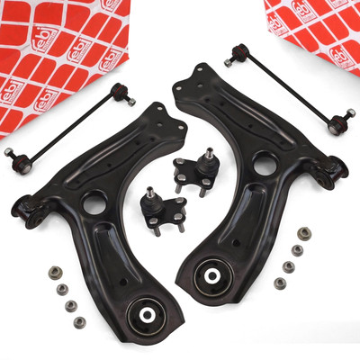 2x FEBI Querlenker + Traggelenk für AUDI A1 SEAT Ibiza 4 SKODA Fabia 3 VW Polo