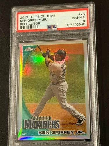 2010 Topps Chrome Refractor #28 Ken Griffey Jr Mariners HOF PSA 8 NM-MT