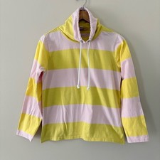 J.Crew Factory Funnel Neck Top Vintage Cotton Pink Yellow Stripe Size Small