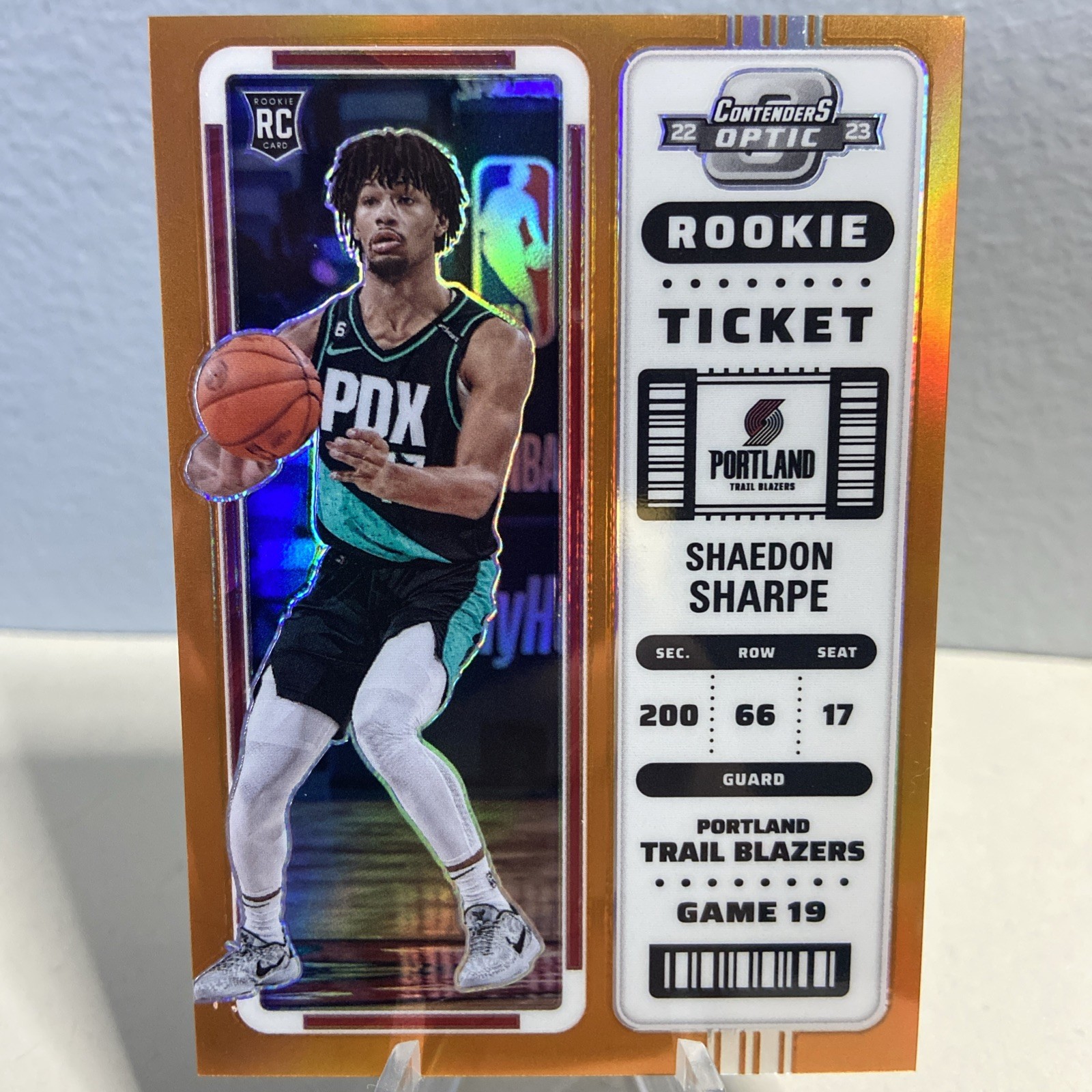 2022-23 Contenders Optic SHAEDON SHARPE Orange Prizm /49 Rookie Ticket - Blazers