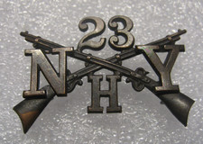 Insigne collier officiers H US Army 23e régiment d'infanterie NY, ww1, cousu sur type