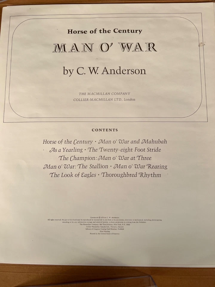 Man O' War: Horse of the Century ~ Impresiones de caballos de C.W. Cartera Anderson Foto 3 de 4