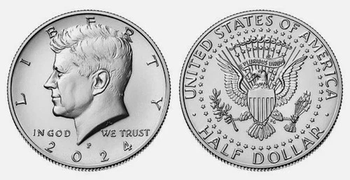 2024 P Kennedy Half Dollar Brilliant from Logistics Rolls    STOCK PHOTO  !!!