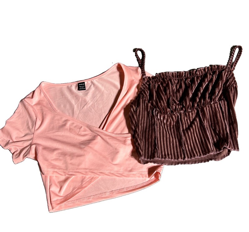 SHEIN Lot Of Two Pink Crop Top Size Small  Brown Top Medium