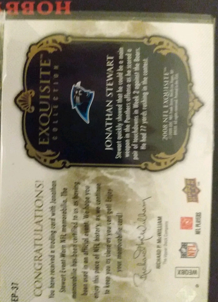 2008 Exquisite Jonathan Stewart Debut Signatures/60+Dual Patch/15 Two Cards - Image 3 of 4