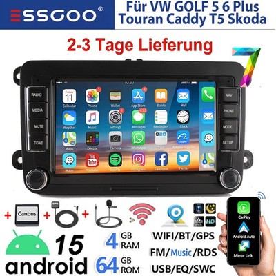 4+64G Android15 AutoRadio Carplay für VW GOLF 5 6 Tiguan Touran Polo Caddy Skoda