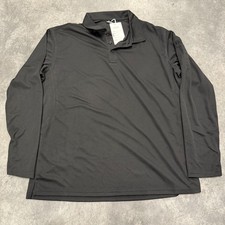Size XL - Fashion Outdoor Polo Shirt Mens Black Long Sleeve Collared Ships Fast 