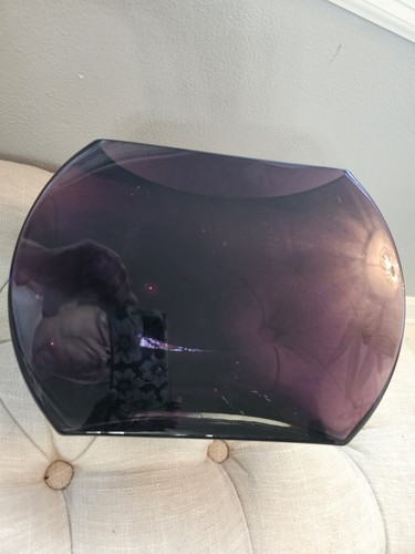 Amethyst Half Moon Glass Hummimg BIRDS Etched Vase - Picture 9 of 14
