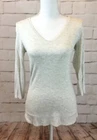 Nwt Max Studio Women's Oatmeal Marled Long Sleeve V Neck 3/4 Sleeve Top Size S