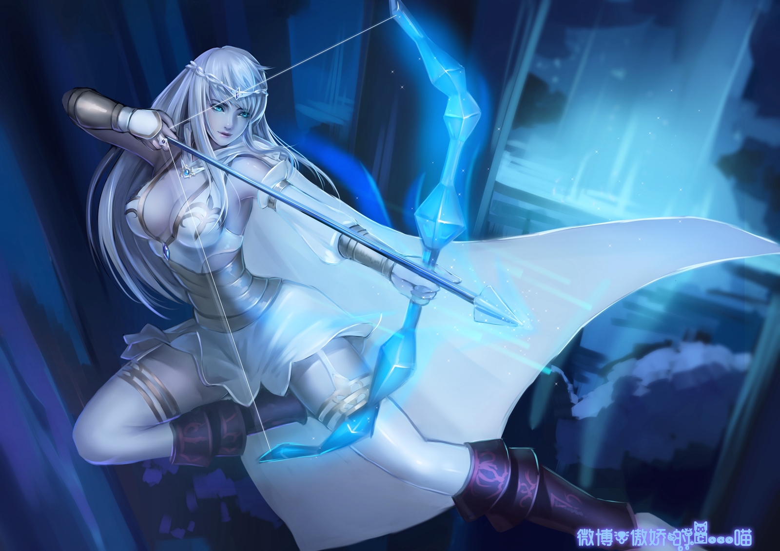 Anime girls league of legends ashe cleavage dress Playmat Gaming Mat Desk