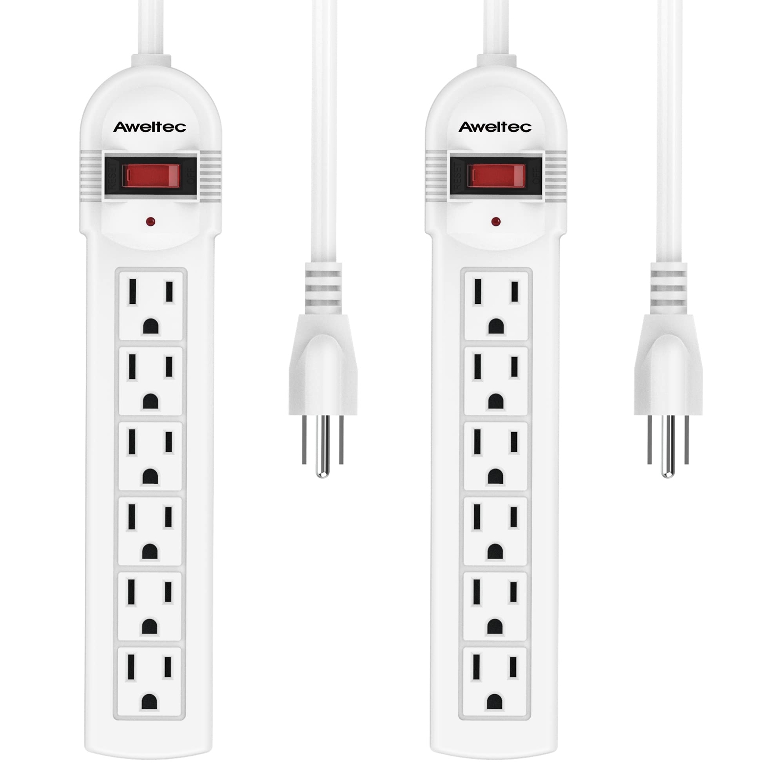 6-Outlet Surge Protector Power Strip 2-Pack - ETL, 900 Joules, 5-Foot Extensi...