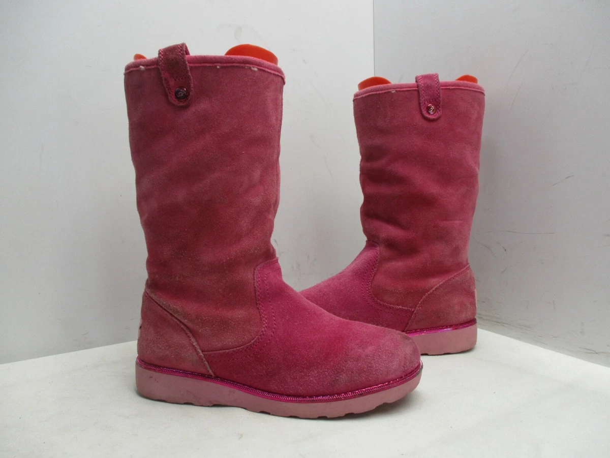 UGG Australia K Callie Pink Suede Leather Comfort Boots Youth Sz 3 Sty 1005123K