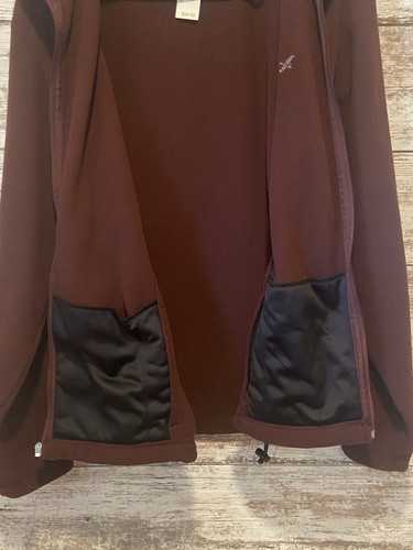 Eddie Bauer Fleece Jacket Size Large Tall Burgandy Full Zip Pockets Cord Toggle - 第 7/9 張圖片