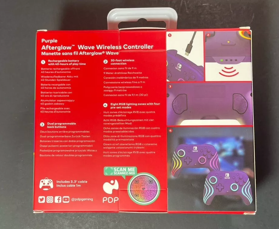 Official Nintendo Switch Afterglow Wave Wireless Controller [ Purple ] NEW - Image 2 of 4