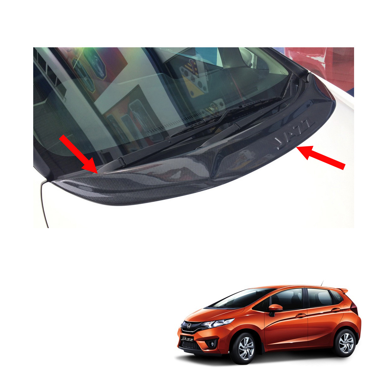 Cowling Cricket Boards Cover Carbon Black 1Pc Fit Honda Jazz Fit