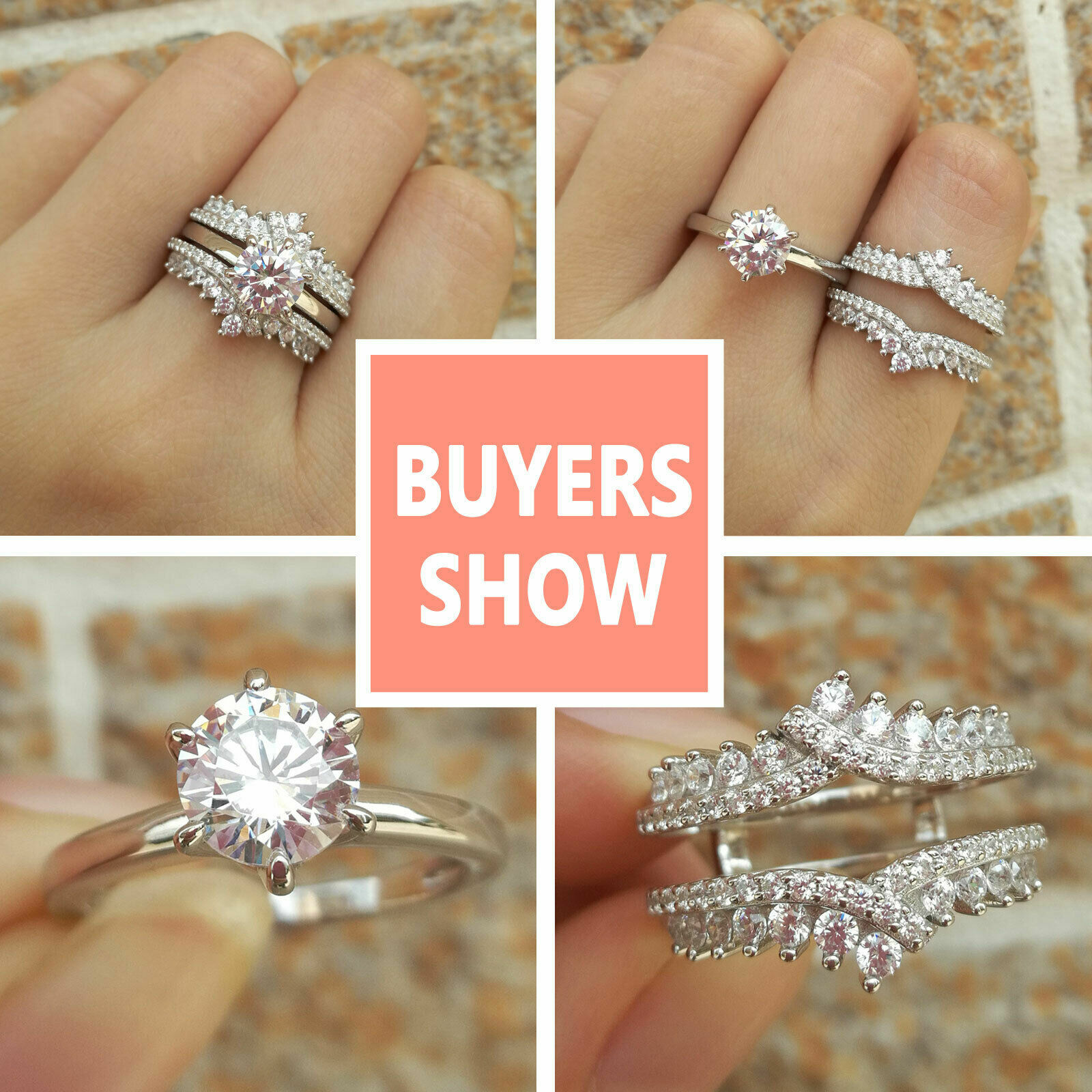 Wedding Band Enhancers Engagement Ring Set 1.8ct Round AAAA Cz Sterling Wedding Band Enhancers Engagement Ring Set 1.8ct Round AAAA Cz Sterling