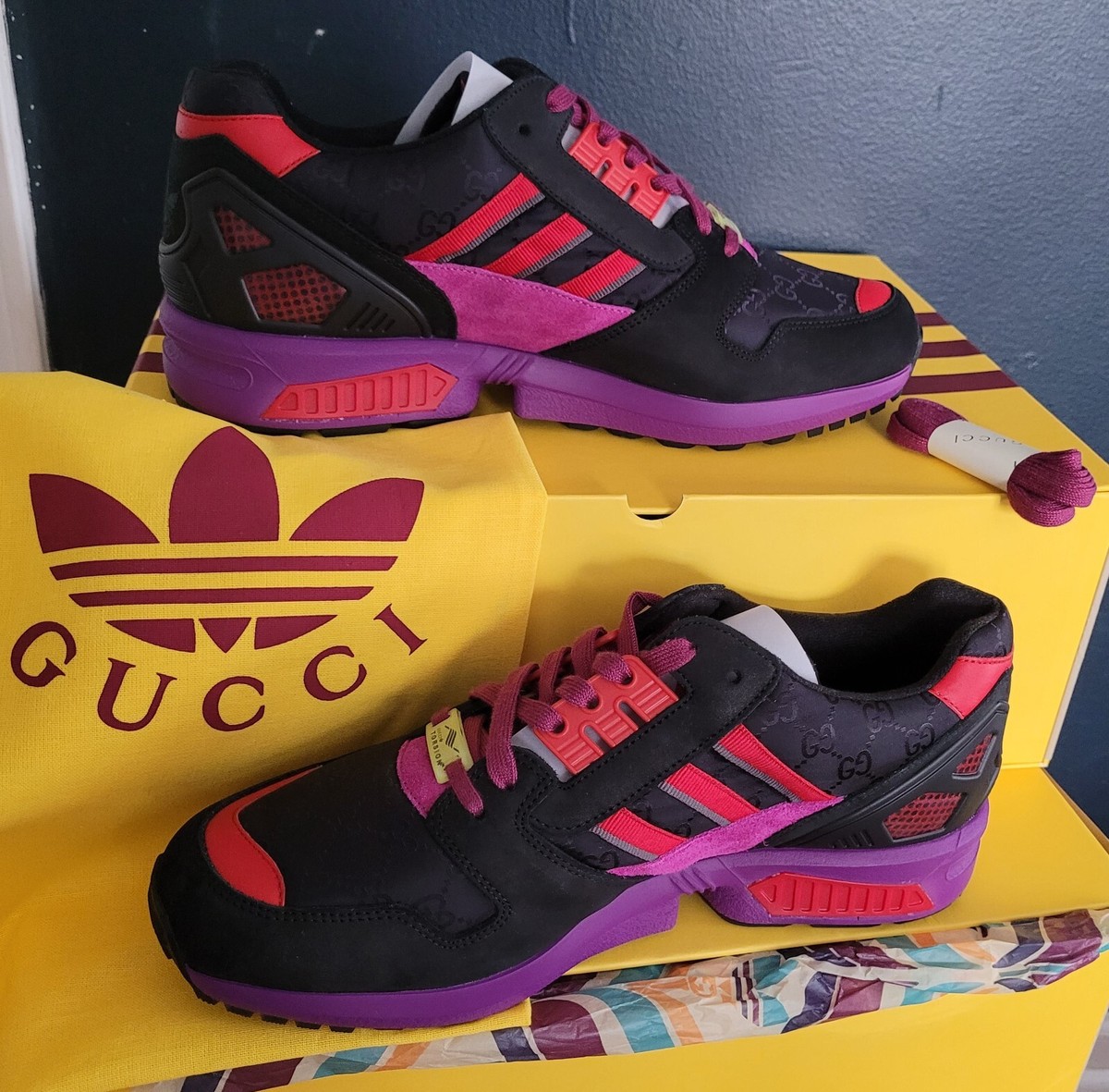 NEW AUTHENTIC GUCCI x ADIDAS ZX 8000 'BLACK GG MONOGRAM NEW AUTHENTIC GUCCI x ADIDAS ZX 8000 'BLACK GG MONOGRAM