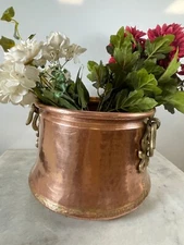 Large Copper Cauldron with brass handles