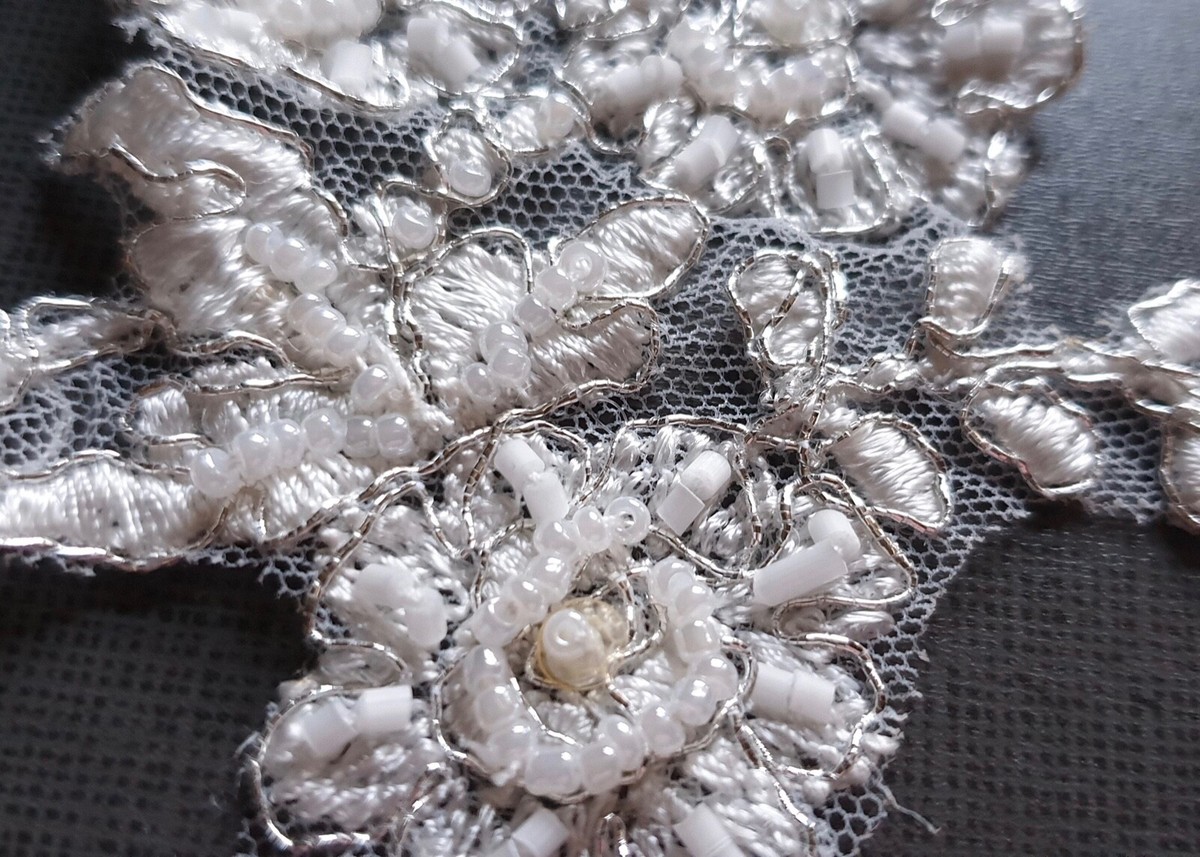 Spitze-Applikationen, 42x23 Cm, 1 Paar – Gestickt, Für DIY Hochzeitskleider, Heimdekoration & Mehr