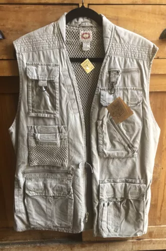vintage Khaki 1980s Cotton BANANA REPUBLIC SAFARI VEST LaRge Photojournalist NEW