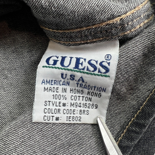 VTG Guess Denim Shirt Men's 2XL Gray Button Up Shacket Hip Hop American Y2K Logo - Picture 16 of 18