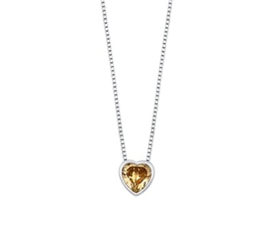0,60 ct. Echter Champagner Topas Einfassung Herz Halskette - Massives Sterlingsilber