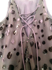 REDUCED 4 NEW PARTY 12/12  Cachet Purple Dress Velvet Polka Dot Lined Straps 14