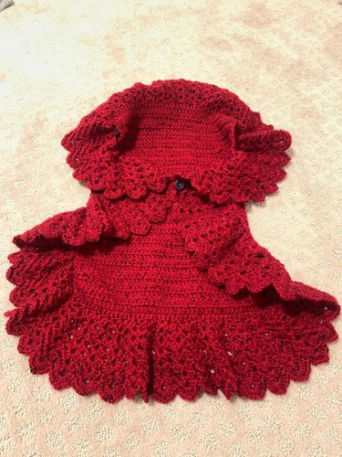 NEW Handmade Crochet Bolero Shrug - Maroon Short Sleeve Vest Sweater - Ages 5-7 - Picture 5 of 5