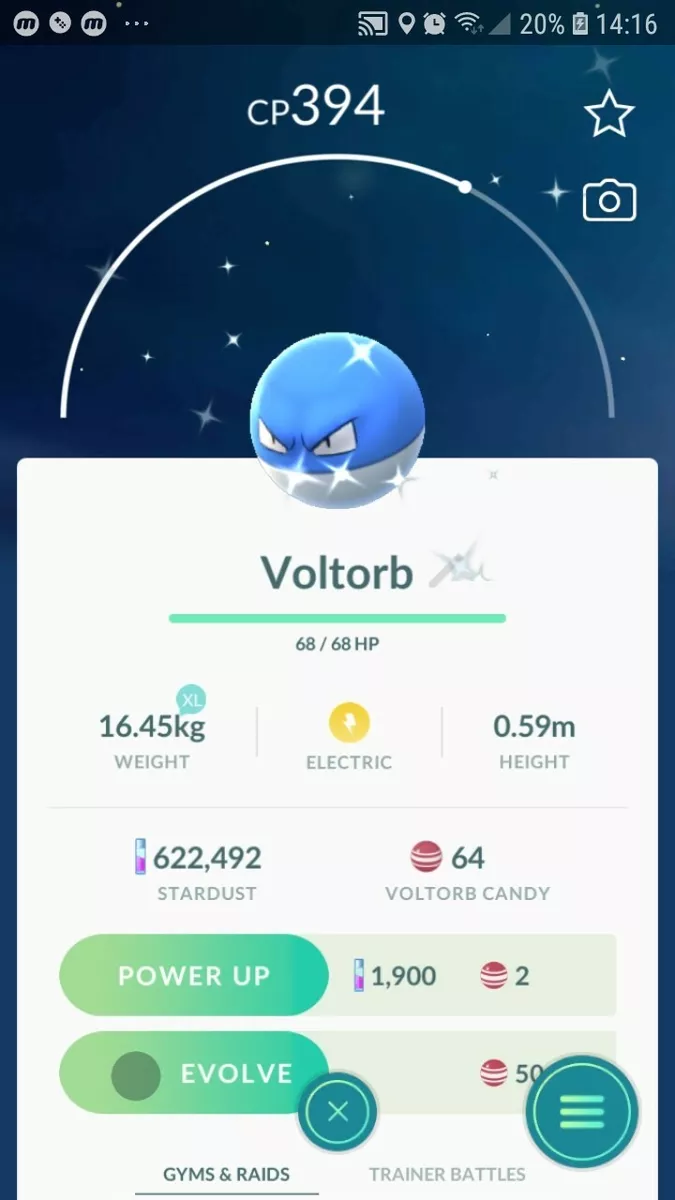 Shiny Voltorb Pokemon Trade Go